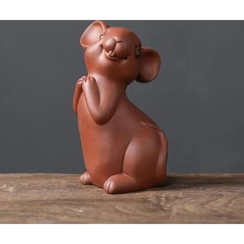 Purple Clay Tea Pet Rat Zodiac Craft Tea Tray Home Teahouse Decor Small Handmade Animal Ornaments Creative Mouse Figurines