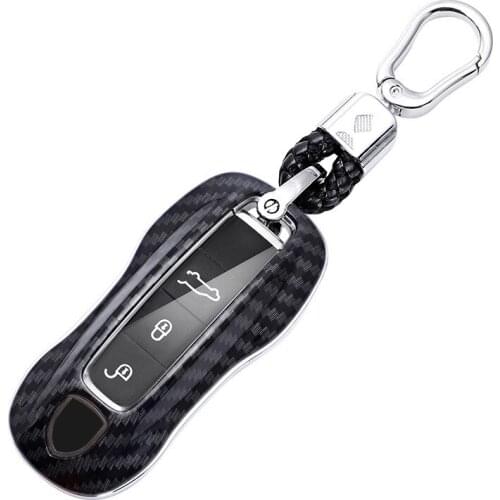 Carbon Fiber ABS Car Fob Remote Key Case Cover Shell For Porsche Panamera 2017-2020 Cayenne 2018-2020