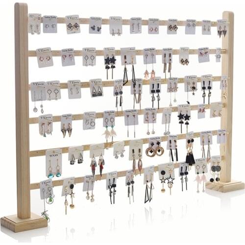 Wooden Dangle Earrings Organizer Jewelry Display Wood Stand for Earrings Necklace Bracelet Rings