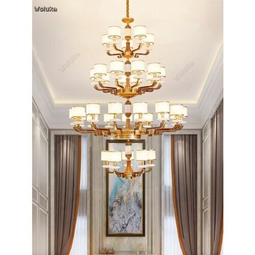 Duplex floor large chandelier new Chinese-style villa stairs hollow living room hotel lobby engineering lamps CD50 W07