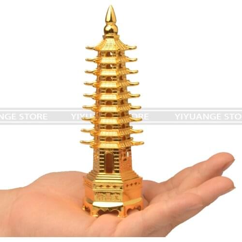 Feng shui Metal 3D Model China Wenchang Pagoda Tower Crafts Statue Souvenir Home Decoration metal handicraft 13cm
