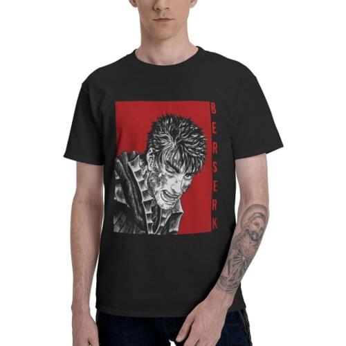 Male Anime Manga Berserk T-Shirt Fashion Swordsman Gatsu Tshirt Short Sleeve Hip Hop T Shirt Homme Cotton Tee Tops Gift