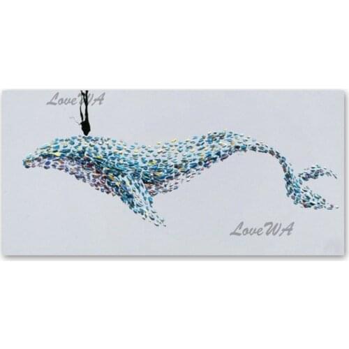 Beautiful Knife Abstract 3D Thick Textured Whale Picture Oil Painting On Canvas Real Handmade No Frame Animal Wall Hangings Art