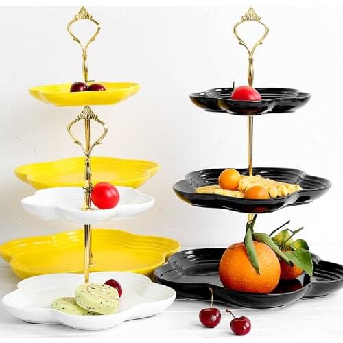 Ceramic Fruit Plate Living Room Candy Creativity Multi-layer Tray Snack Snack Tray Three-layer Dried Fruit Plate Kitchen Tools