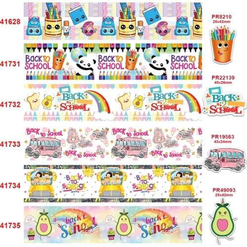 Cartoon characters printed grosgrain ribbon back to school ribbon 41628