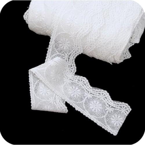 5 Meters Ivory Embroidered Lace Fabric DIY Handmade Materials Cotton Lace Trim Clothing Accessories Lace