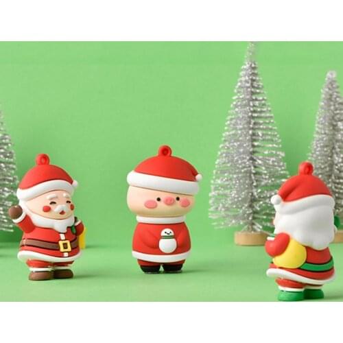 Miniature Statue Santa Micro Landscape Decoration Image Christmas Flavor Keychain Accessory Soft Glue Cartoon Doll for Key