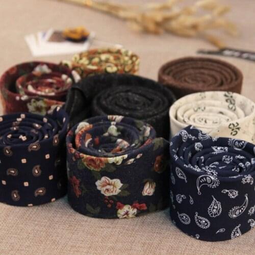 22colors mens fashion designer casual Skinny neck ties slim 6cm cotton print flower for men wedding high quality100pcs/lot fedex