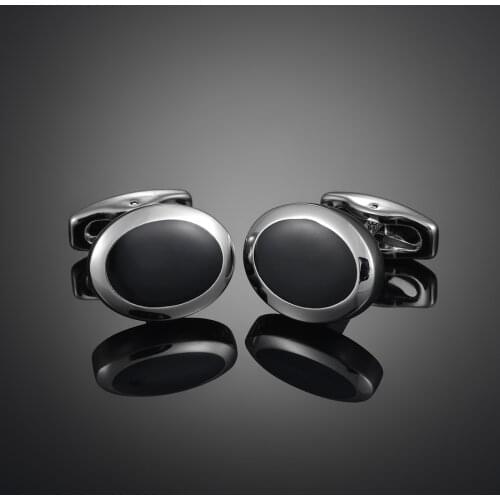 Mens Luxury Black Oval Cufflinks Suit Shirt High Quality Cuff Links Fashion Wedding Cufflink Gift Jewelry Mens Accessories