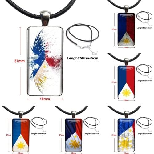 Enjoy For Women Choker The National Flag Of Philippines Fashion Glass Cabochon Pendant Necklace With Women Steel Plated