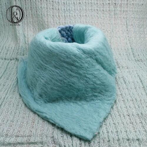 Don&Judy Handcraft 50x50cm 100% Wool Blanket + Basket +150x100cm Fabric Backdrop Newborn Blanket Background for Photo Shoot Prop