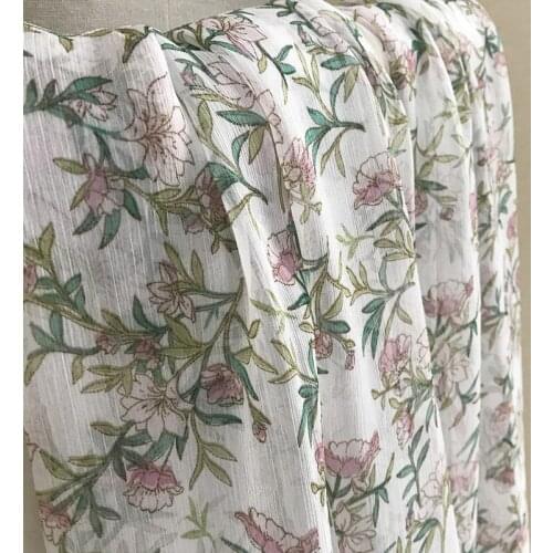 One meter High quality Chiffon wrinkle tissu Cool and refreshing in summer fabrics Fashion clothing dress fabric