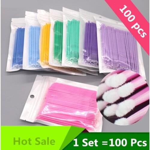 100 PCS Disposable Makeup Eyelash Mini Individual Lashes Applicators Mascara Brush Lashes Extensions Make up Tool Cotton Swab