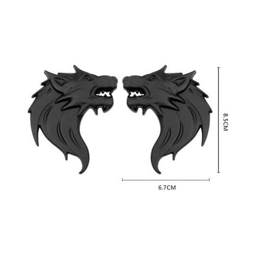 Pair 3D Black Auto Stickers Metal Wolf Shape Chrome Badge Emblem Decal Motorbike Modified Car Assessoires