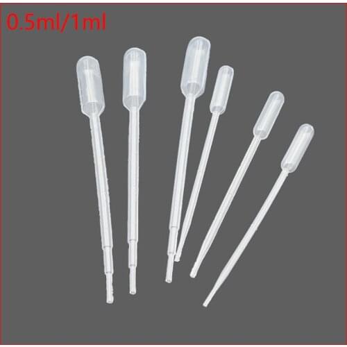 0.5/1ml Capacity Transparent Plastic Disposable Graduated Transfer Pipettes Eye Dropper f lab chemicals experiment supplies