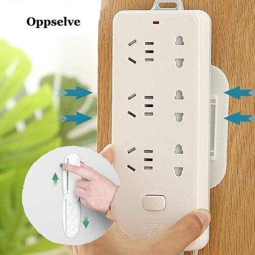 Universal Wall-Mounted Sticker Punch-free Plug Fixer Cable Wire Organizer Desktop Power Strip Holder Self-Adhesive Plug in Home
