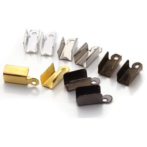 XINYAO 200pcs/lot Metal End Caps End Clasps For Leather Cord Gold/Silver Color Crimp Bead Connectors For DIY Jewelry Making F19