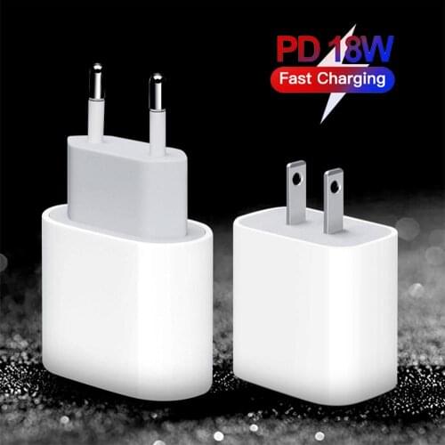 18W PD USB Type C Quick Charger Adapter For iPhone 11 Pro XR X Xs Max 8 Fast Charging EU US UK AU Plug Travel PD charger port