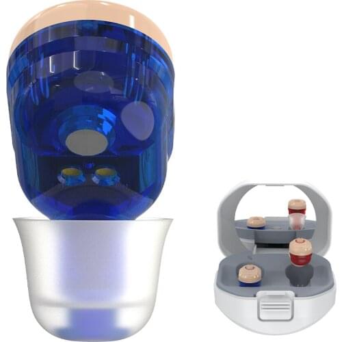 Mini Hearing Aid Rechargeable Inner Ear Type Hearing Device Sound Amplifier Noise Reduction with Rechargeable Base for Elderly