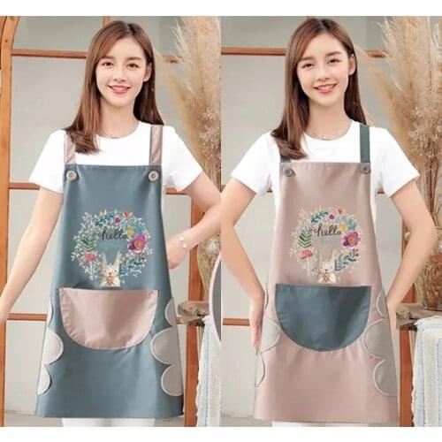 1Pcs Kitchen Wipeable Waterproof Oil-Proof Cartoon Wreath Rabbit Kitchen Aprons for Women Men Baking Accessories