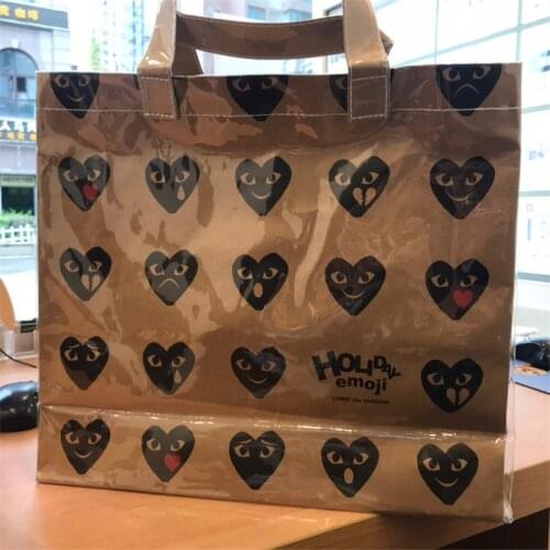 2021 CDG Christmas Limited Portable Kraft Paper Shopping Bag Handbag Shoulder Tote Bag Pvc Waterproof Women Purse and Handbags