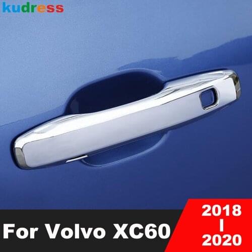 For Volvo XC60 XC 60 2018 2019 SUV Car Exterior ABS Chrome Door Handle Cover Trim Handle Catching Protector Frame 8pcs 4 holes