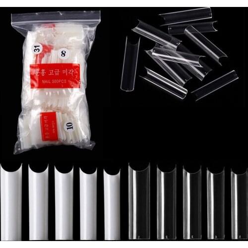 500 Pcs False Nail Tips Card Display Full Covered Water Pipe Design Acrylic Polish Gel DIY Manicure Accessories