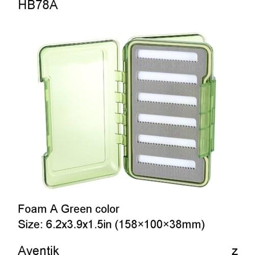 Aventik Plastic Waterproof Fly Fishing ABS Double Side Clear Green Slit Foam fly Fishing Box M 6.2x3.9x1.5 inch (158x100x38mm) L