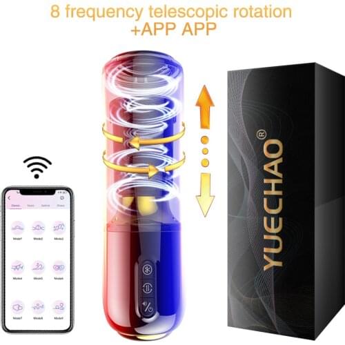 Automatic Telescopic Rotation Male Masturbator Bluetooth App Heating Vagina Real Pussy Adult Masturbation Sex Toys For Men