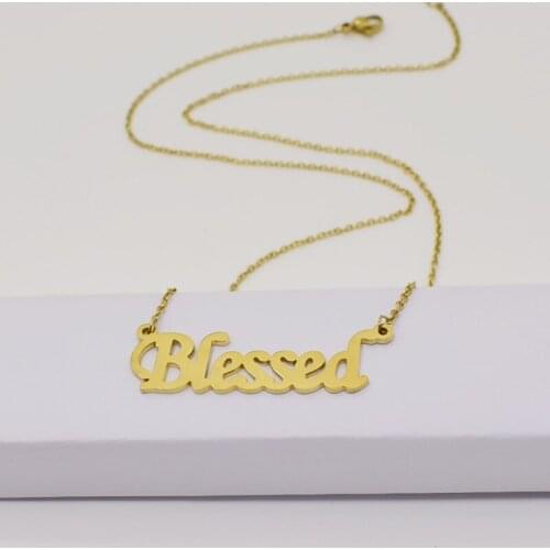 European and American Blessed necklace simple creative letter pendant lucky couple gift