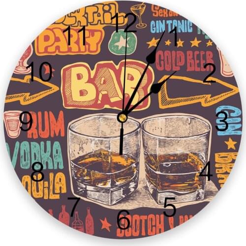 Wine Glass Beer Retro English Creative Wall Clock Silent Modern Clock Watch Living Room Home Decor Wall Watch