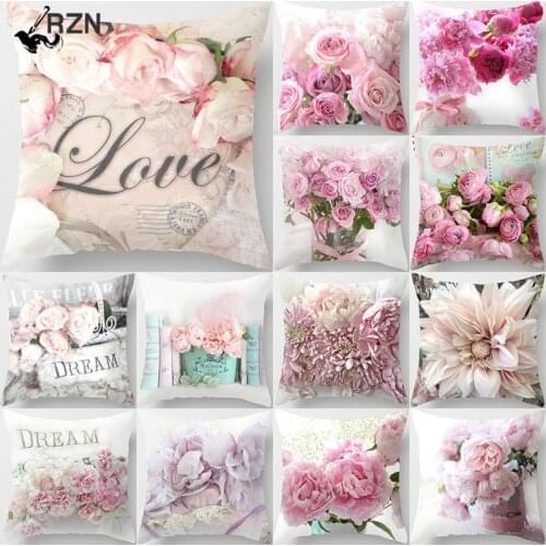 45*45cm Rose Flowers Cushion Cover Nordic Style Home Wedding Decoration Throw Pillow For Sofa Bed Car Pillow Case 40827