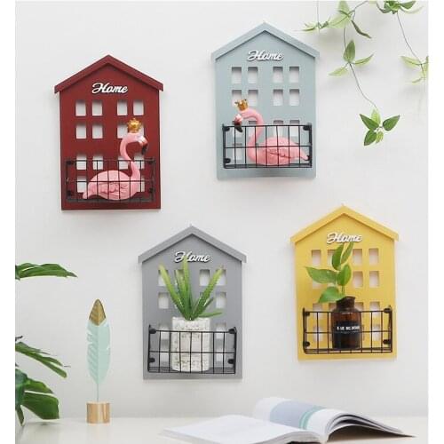 1PC Home Decoration Wood Vintage Wooden Storage Racks Wall Hanging Decorative Storage Box Flower Pot House Storage Rack JL 270