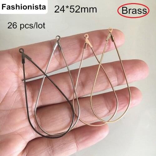 DIY Earrings Materials -26 pcs Brass Waterdrop Charms,24*52mm Gold-color,Rose Gold-color,Steel,Black Gunmetal,For Jewelry Crafts