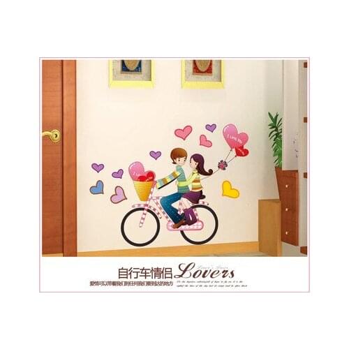 Hot Sweet lovers cycling sitting room bedroom home decoration wall stickers on the wall 709