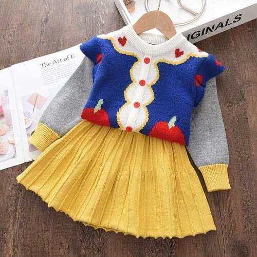 Keelorn Baby Girl Clothes Sets for Kids Knitwear Suits Cartoon Princess Sweaters Coats Ruffle Cute Dresses Outfits Clothes Suits