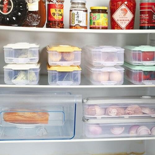 Kitchen Storage Box Drain Container Transparent Refrigerator Fruit Vegetable Container Sealed With Lid Boxes