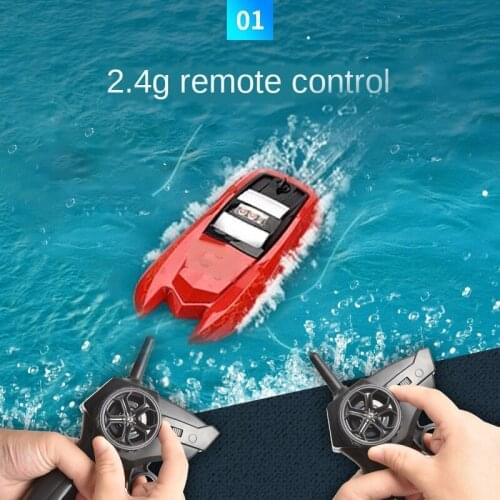 Mini Speedboat Toys H126 Red Racing Remote Control Ship 30km/h High Speed 2.4GHz 4 Channel with LCD Screen RC Boat For Boy Gifts