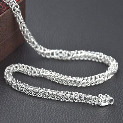 BOCAI new real solid s990 pure silver necklace Man clavicle chain dragon head necklace for boys