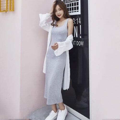 Summer Womens Casual Elegant Work Busines Modal Dress Summer Mid-length Camisole Dress Slim Thin Black Primer Pencil Dress