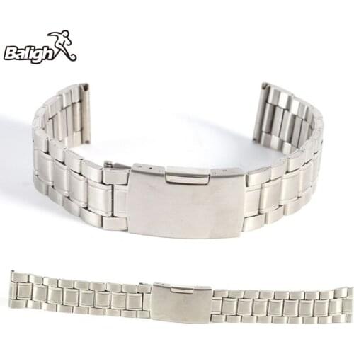 18mm 20mm 22mm Leisure Watchbands Stainless Steel Unisex Watch Band Strap Straight Snaps Bracelet