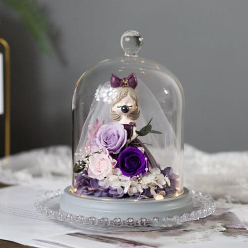 2sets/pack 12*16cm Different Top Glass Dome Vase Home Decoration Blue Grey Base Transparent Cake Cover DIY Friend Favor Gift