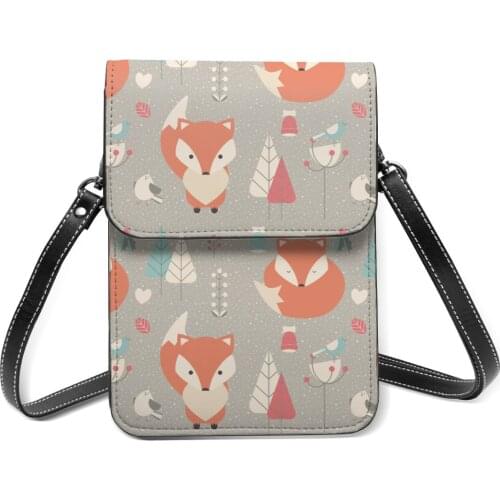 Women Crossbody Bags Mini Phone Bag Fox Pattern Small Female Shoulder Bags Ladies Messenger Bag