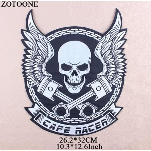 ZOTOONE Iron On Transfer Punk Patches For Clothes Jacket Big Skull Patch Applique Embroidery Rock Cloth Patch Biker stickers G