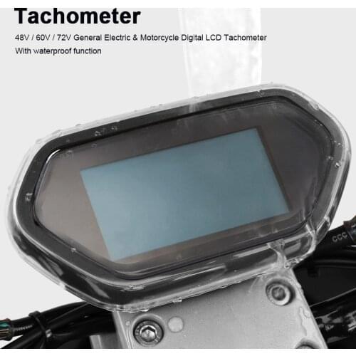 48V / 60V/72V Universal Electric Motorcycle Odometer Digital LCD Display Tachometer with High Low Beam Light