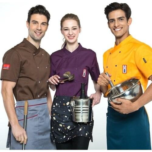High Quality Chef Uniforms Clothing Short Sleeve Men and Women Food Services Cooking Clothes Uniform Chef Jackets B-6599
