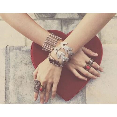 Bohemian Chic Vintage color Plated Coin Heart shape carving snowflake Chain Bracelet women men Festival Turkish Gypsy Jewelry