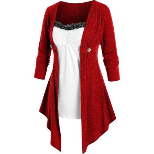 Woman dress Autumn Winter dress Long Sleeve Patchwork Fake Two Piece Irregular Hem Dress dresses for women 2020 женское платье