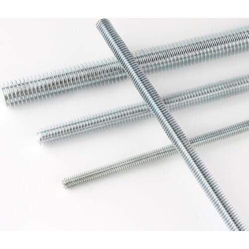 1/2pcs Metric M6 M8 M10 M12 Bright Zinc Plated Steel Threaded Rod Full Thread Stud Bar Length 120mm - 300mm