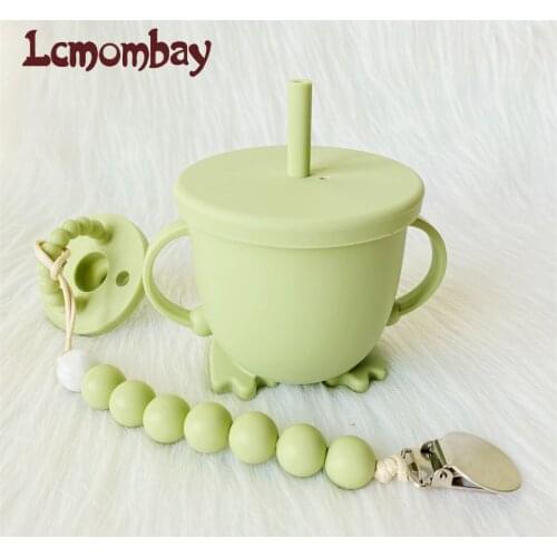 1 set Baby Silicone pacifier chain + straw cup set Soft Baby Pacifier Nipple Food Grade baby Care Product